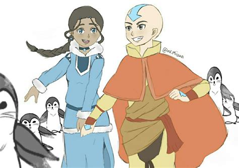 Kataang Penguin Sledding Aang And Katara Avatar Aang The South And