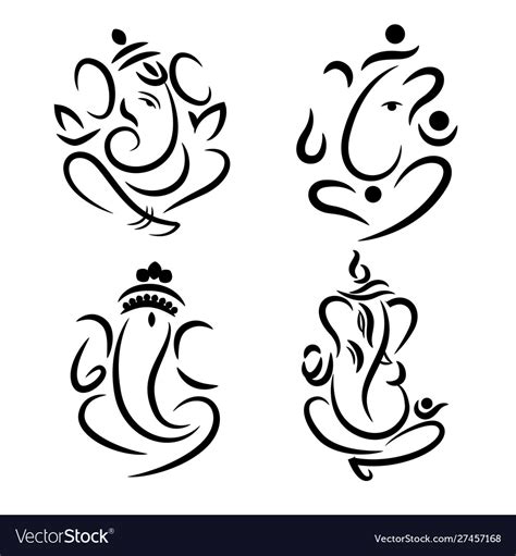 Ganesha Om Symbol Tattoo Icon Royalty Free Vector Image
