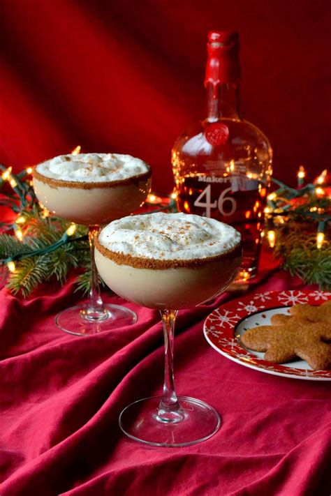 Christmas cocktail & drink recipes. Bourbon Spiked Gingerbread Eggnog with Whipped Egg Whites | Bourbon cocktails, Holiday drinks ...