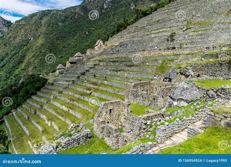 Steep Terraces At Lower Agricultural Section At The Inca Site Of Machu