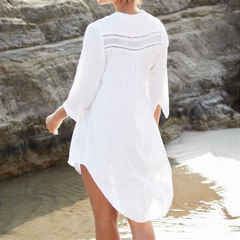 2020 Casual Hollow Out V Neck Long Sleeve Front Open Loose Summer Beach