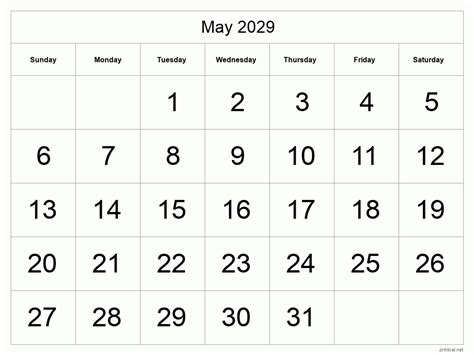 Printable May 2029 Calendar Free Printable Calendars
