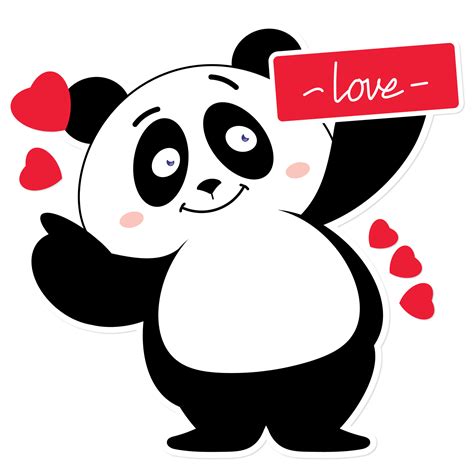 Panda Love Valentine Cartoon Cute 17189095 Png