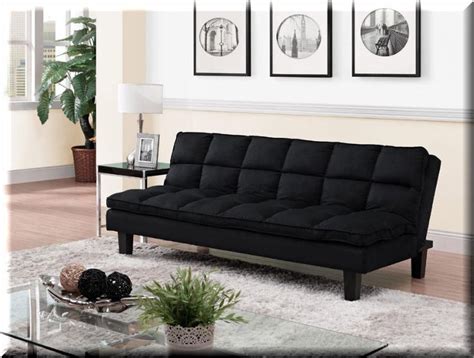 Convertible Futon Sofa Bed Sleeper Black Microfiber Living Room
