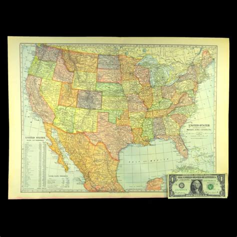 Antique United States Map Large 1899 Vintage Map Of The Us America Wall