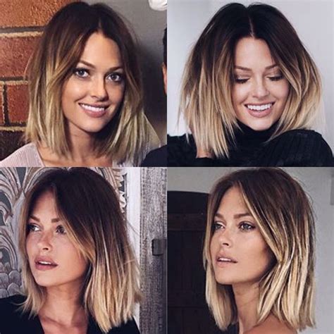 darker smudged root and light ends ombre hair balayage hair ombre short hair bayalage bob