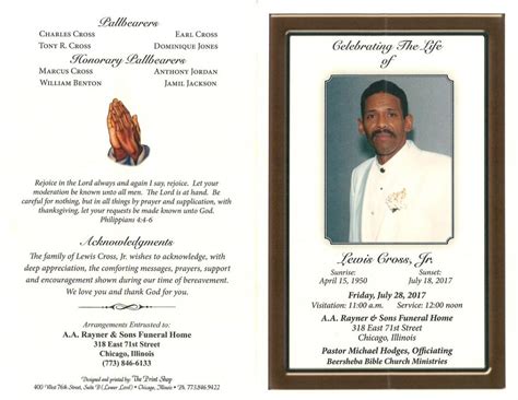 Lewis Cross Jr Obituary | AA Rayner and Sons Funeral Home