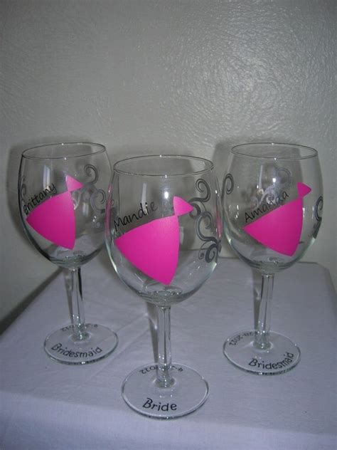 Items Similar To Personalized Bridesmaid Wine Glasses 3 On Etsy