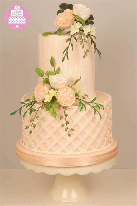 Peach And Ivory Wedding Cake Decorated Cake By Cakesdecor