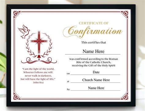 Confirmation Certificate 11x85 Printable Editable Etsy