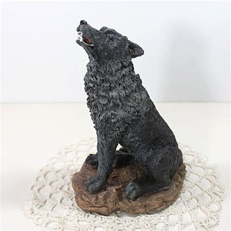 Howling Wolf Figurine Collectible Wolf Statue Etsy Wolf Howling