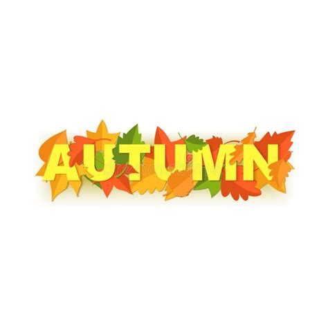 Word Autumn Composition With Green Yellow Red Leaves On White