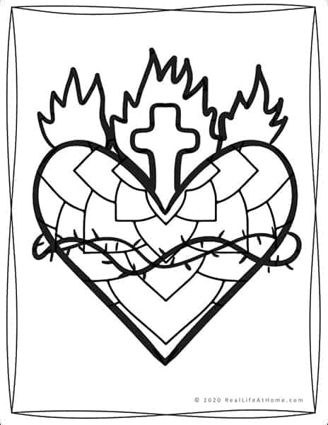 Sacred Heart Coloring Page Coloring Pages
