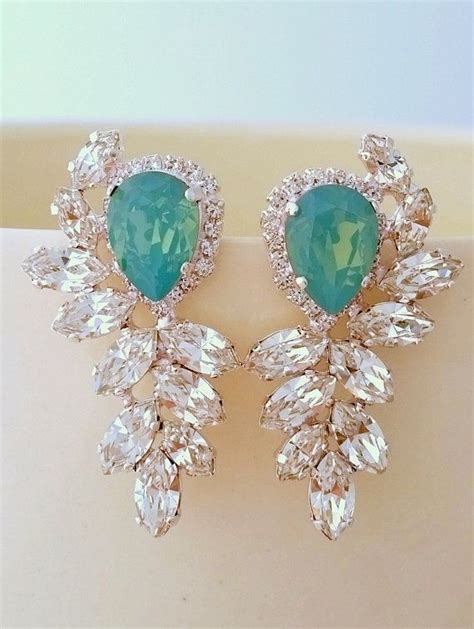 Mint Pacific Opal And Clear Statement Stud Earrings Extra Large