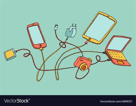 Electronic Devices Cartoon hand drawn Royalty Free Vector