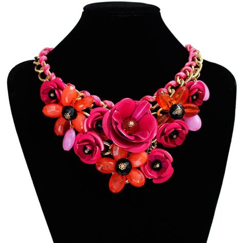 fashion women crystal flower necklace choker bib statement chunky pendant collar ebay
