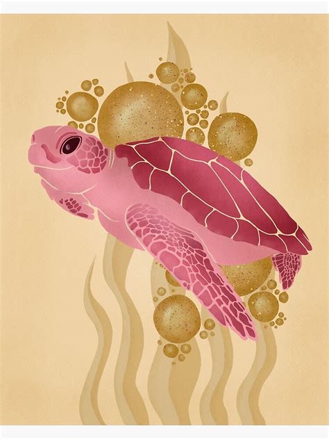 Copy Of Ocean Turtle Save The Turtles Pink Nude Poster For Sale