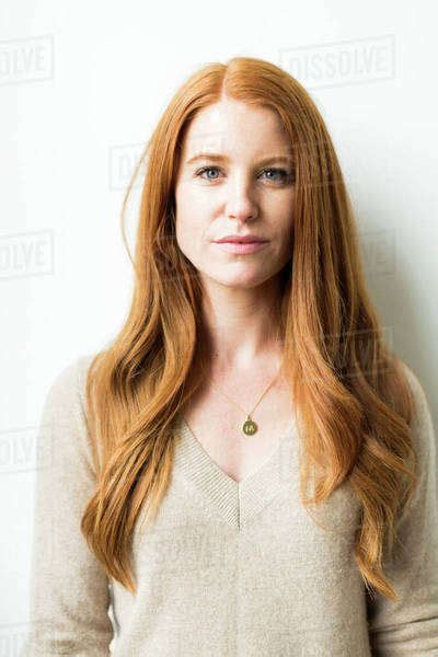 Portrait Of Woman With Long Red Hair Stock Photo Dissolve