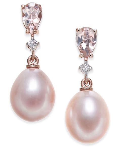 Macys Pink Cultured Freshwater Pearl 8 12mm Morganite 34 Ct Tw