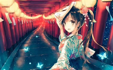 Download Kimono Anime Girl Wallpaper For Desktop Mobile