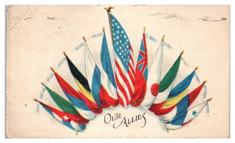1918 Wwi Allied Powers Flags Our Allies Postcard Topics Militaria