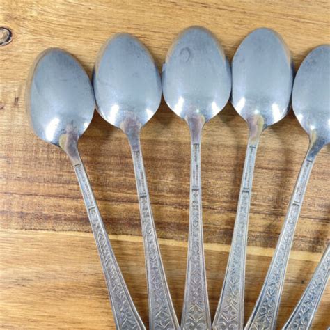 Interpur Florenz 4 Petal 7 Soup Spoons Stainless Steel Flatware Vintage