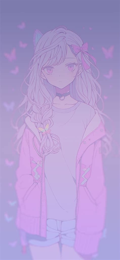 Cute Anime Girl And Butterflies Purple Wallpaper Cute Girl Wallpaper