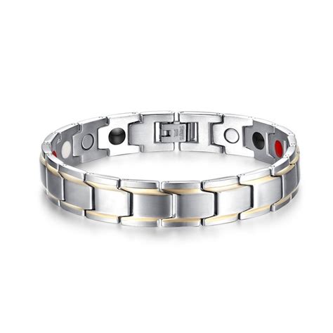 Fashion Men Magnetic Bracelets Silver Color Titanium Steel Healthy