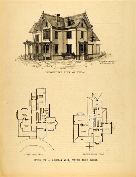 Vintage Victorian House Plans 1878 Print Victorian Villa House