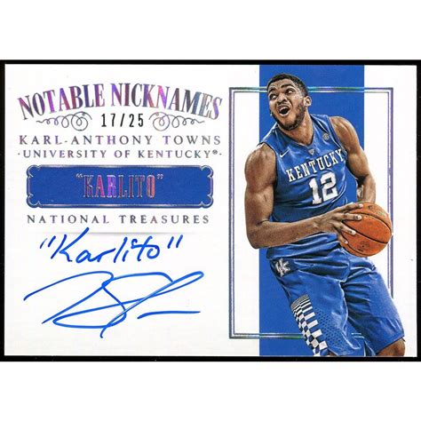 Karl Anthony Towns 2015 Panini National Treasures Nicknames Autograph