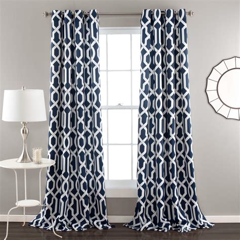 Navy Blue White Curtains Curtains And Drapes