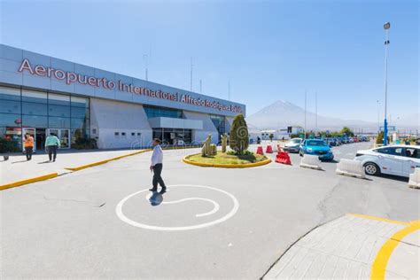 Arequipa Airport With Misti Volcano In The Background In Peru Editorial