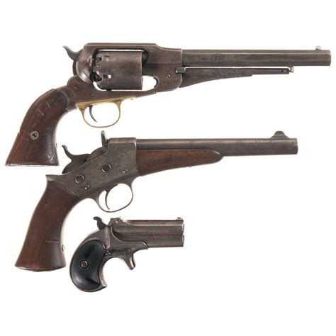 Three Antique Remington Handguns A Martially Inspected Remington New