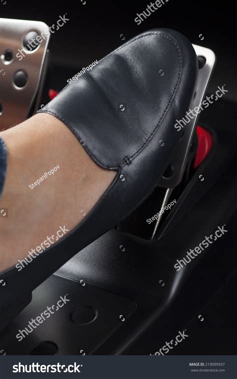 Womans Foot Pressing Gas Pedal Stock Photo Edit Now 219099937