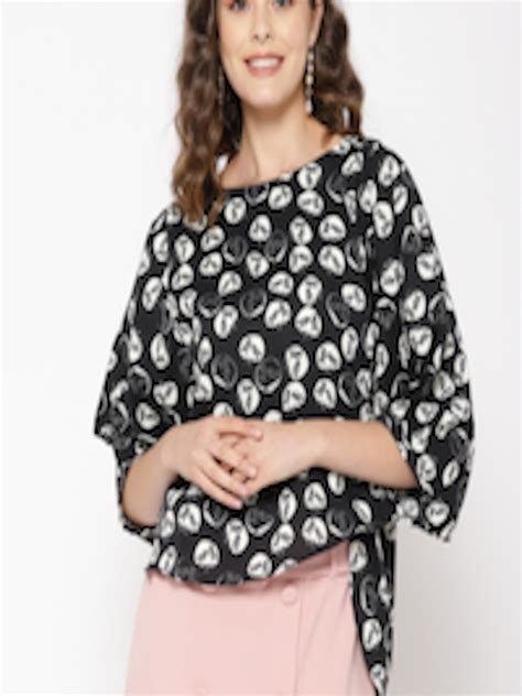 Buy Global Desi Women Black And White Printed High Low Top Tops For Women 9014005 Myntra