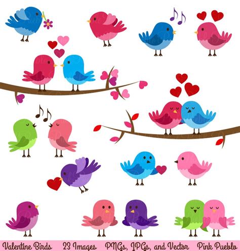 Valentine Birds Clipart Clip Art Love Birds Lovebirds Clipart Etsy