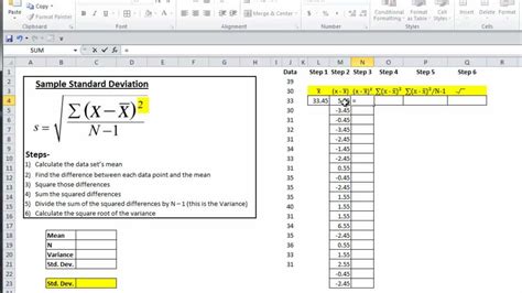 Enter numbers separated by comma, space or line break: Excel Statistics 04: Calculating Variance and Standard ...