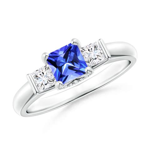 classic square tanzanite and diamond engagement ring angara uk