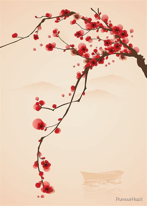Whimsical Red Cherry Blossom Tree By Rumourhasit Redbubble