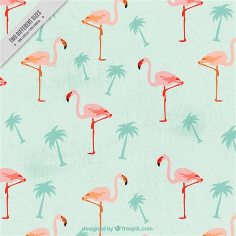 Vintage Flamingos With Palm Trees Background Vector Free Download