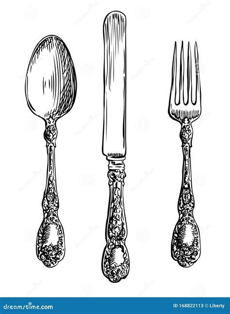 Vintage Spoon Fork And Knife Stock Vector Illustration Of Vintage