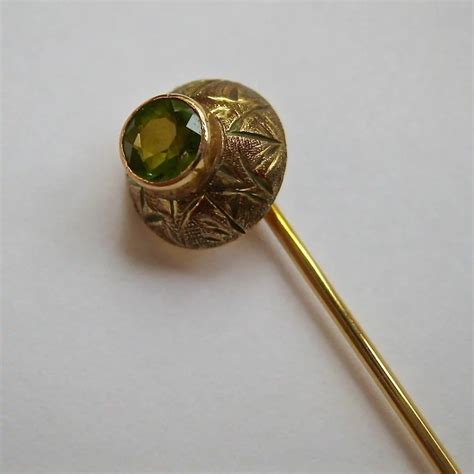 10k Gold Peridot Stick Pin Susabellas Ruby Lane