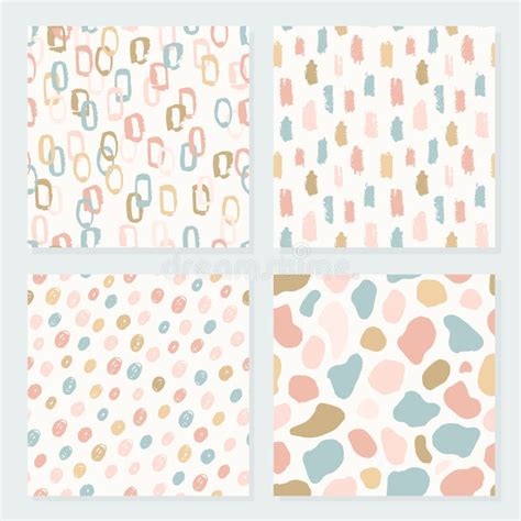 Set Of Abstract Contemporary Seamless Patterns Modern Trendy