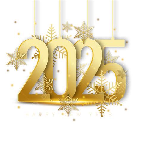 Happy New Year Font White Transparent 2025 New Year Colorful Font