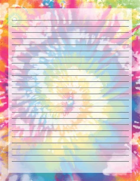 Printable Rainbow Tie Dye Stationery Printable Lined Paper Free