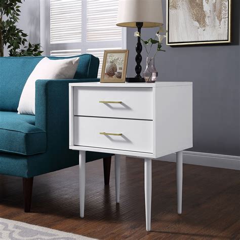 Olivia White Two Drawer Side Table White Side Tables Modern Side