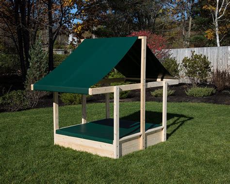 Cedar Sandbox With Sun Shade And Sand Cover Backyard Activities