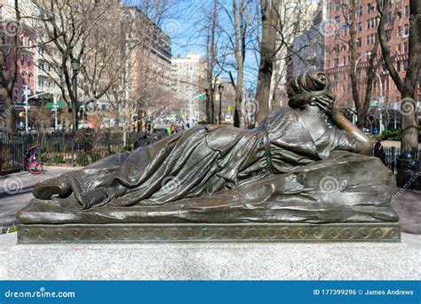 Back Of A Nymph Statue On The Isidor And Ida Straus Memorial At Straus