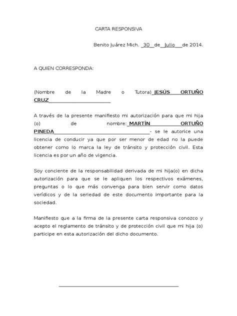 Carta Responsiva