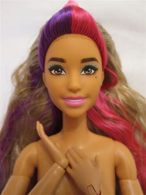 BARBIE TOTALLY HAIR 2022 Hybrid Nude Doll Made To Move Body Pink Purple